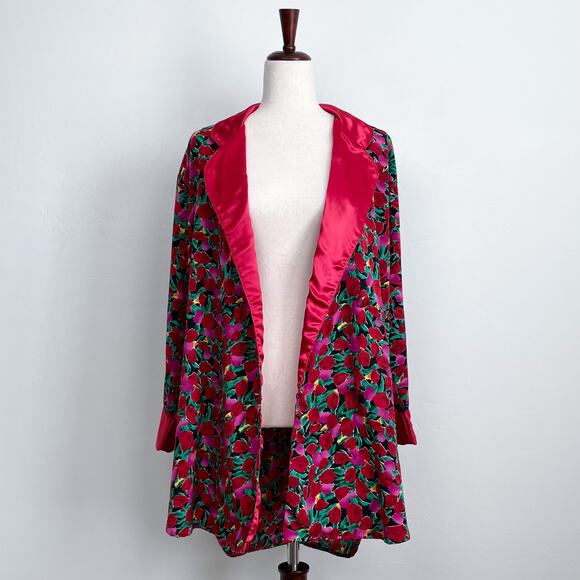 Victoria's Secret Vintage Satin Tulip Floral Jacket/Robe Sleep Shirt - Picture 9 of 11